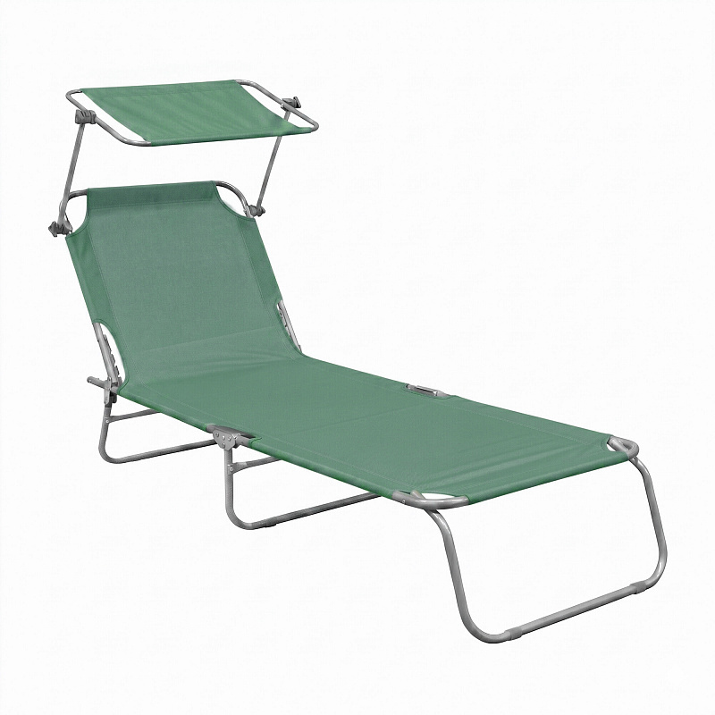 Aga șezlong de grădină reglabil cu copertină Verde deschis 6DAZ487 - CALITATEA a II-a