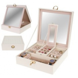 Cutie de bijuterii de lux cu oglindă albă Beautylushh