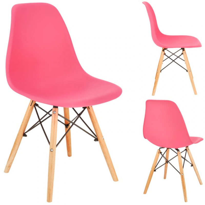 Scaun din plastic scandinav EVA roz