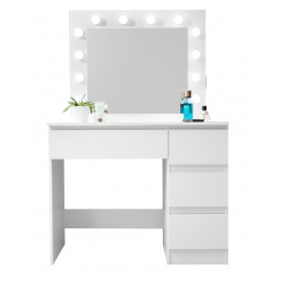 Aga Măsuță de toaletă cu oglindă, iluminare și el.priză Alb mat