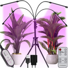 Lampă pentru creșterea plantelor cu trepied, 80 LED-uri, 4 panouri 100W Gardlov 19388