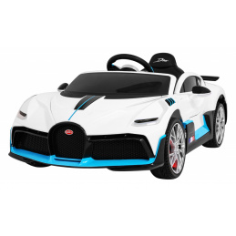 Bugatti Divo Mașinuță electrică pentru copii albă + telecomandă + EVA + pornire lentă + LED MP3