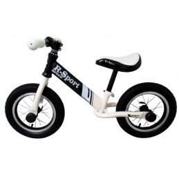 Bicicletă de echilibru R8 ALB-NEGRU Roți gonflabile, ghidon cu rulmenți