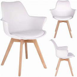 Scaun ORLEAN scandinav din plastic piele ecologică albă