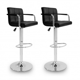 Aga 2x Scaun de bar cu brațe Negru
