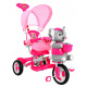 tricicletă pentru copii Elephant Pink + sunete + copertină + barieră de siguranță + suport pentru picioare + mâner + schiuri + spațiu de depozitare