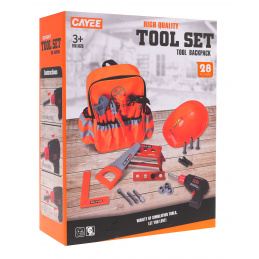 Set de Meșterit cu Rucsac pentru copii 3+ Portocaliu + Bormașină Interactivă + Unelte + Accesorii