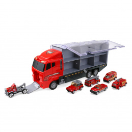 Aga4Kids Camion cu mașinuțe de pompieri