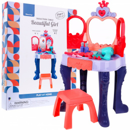 Toaletă interactivă pentru fetițe 3+ Baghetă magică + Oglindă care se deschide + Uscător de păr + Accesorii 28 buc.