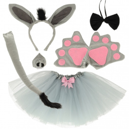 Costum de carnaval deghizare măgar fustă bentiță 7 articole