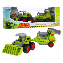 Încărcător agricol pentru copii 1:55 Tractor cu tractor + remorcă cu pulverizator pentru livadă