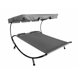Aga Șezlong de grădină pentru două persoane cu acoperiș Gri