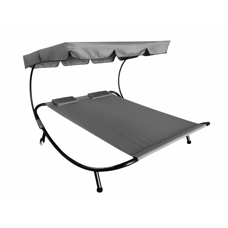 Aga Șezlong de grădină pentru două persoane cu acoperiș Gri
