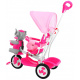 tricicletă pentru copii Elephant Pink + sunete + copertină + barieră de siguranță + suport pentru picioare + mâner + schiuri + spațiu de depozitare