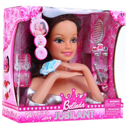 Păpușă brunetă pentru stilizarea părului pentru copii 3+ Set de coafat + Accesorii de decorare