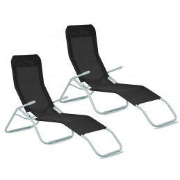 Aga 2x Șezlong de grădină SIESTA Negru