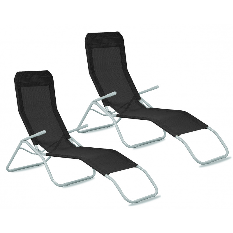 Aga 2x Șezlong de grădină SIESTA Negru