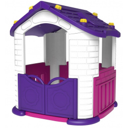 Căsuță de grădină 3în1 pentru copii Violet + Tobogan + Grădină cu garduleț