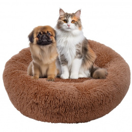 Pat de pluș rotund, maro - 60x60