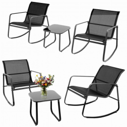 Set de mobilier de grădină - masă și două fotolii balansoare