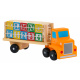Camion de lemn cu remorcă și cuburi pentru copii 2+ Jucărie educativă + cuburi cu litere și cifre