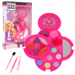 Set de Machiaj pentru Copii 5+ Trusă de Machiaj Roz + Farduri de Pleoape + Luciuri de Buze + Oglindă + Accesorii