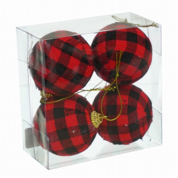 Set de patru ornamente de Crăciun în carouri pentru brad