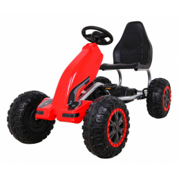 Kart mare cu pedale Puternic pentru copii Roșu + sarcină de 100 kg + roți EVA + Frână de mână + Scaun sport