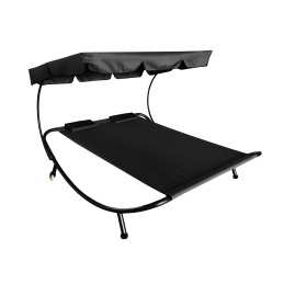 Aga Șezlong de grădină pentru două persoane cu baldachin Negru