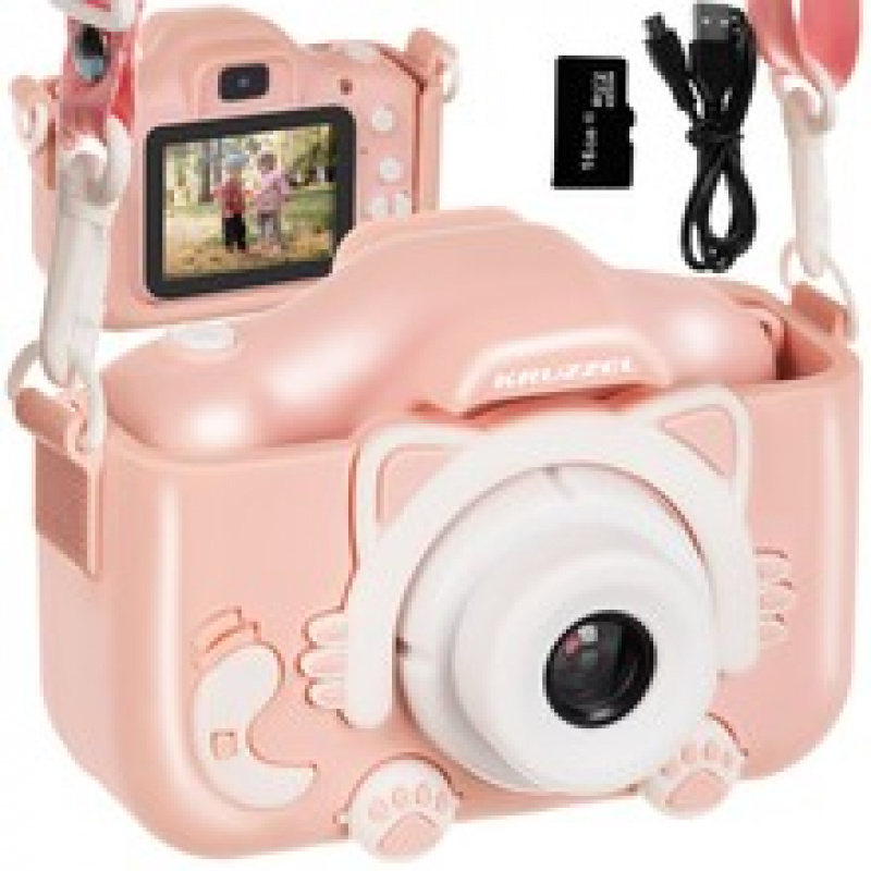 Aparat foto digital pentru copii 16GB Roz Kruzzel 16951