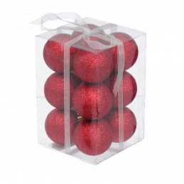 Set de doisprezece ornamente de Crăciun roșii pentru brad