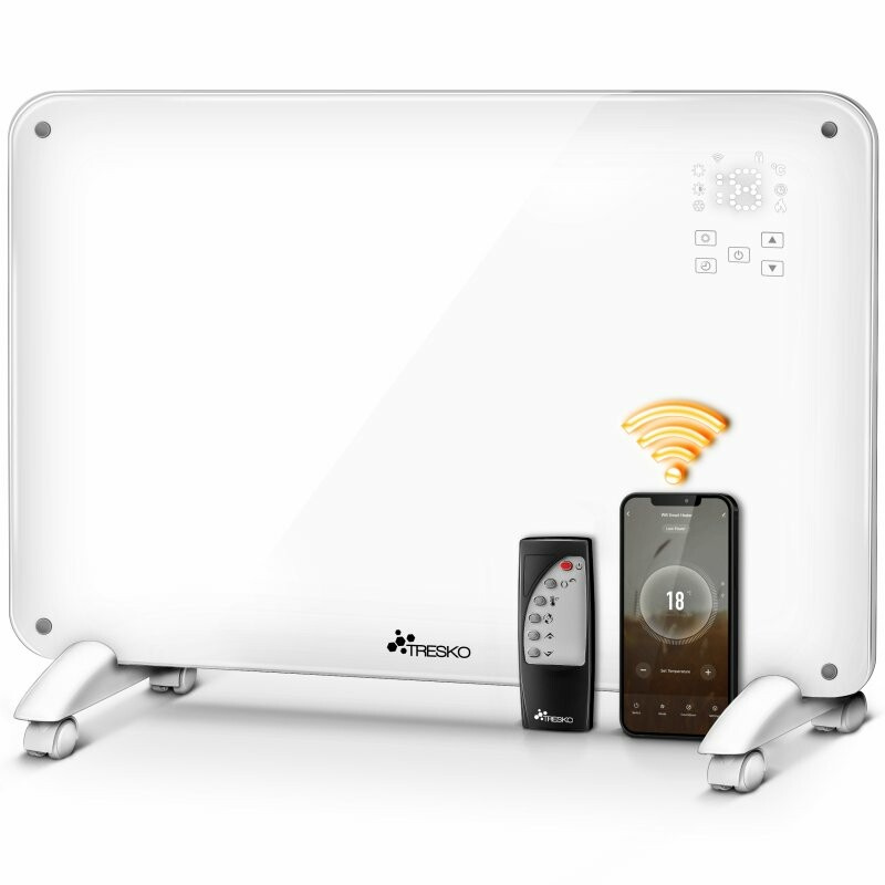Convector de sticlă Tresko 2000W WiFi Alb
