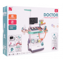 Set interactiv de doctor cu cărucior medical pentru copii 3+ EKG RTG + Termometru + Stetoscop + Accesorii 26 buc.