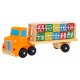 Camion de lemn cu remorcă și cuburi pentru copii 2+ Jucărie educativă + cuburi cu litere și cifre