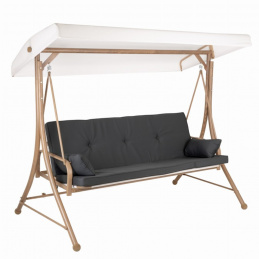 Leagăn de grădină cu baldachin pentru 3 persoane - extensibil până la orizontală