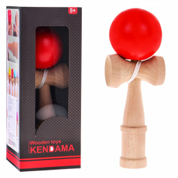 Joc de îndemânare Kendama pentru copii 3+ și adulți Jucărie din lemn + Bilă roșie