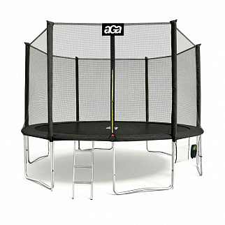 Aga SPORT PRO Trambulină 430 cm Neagră + plasă de protecție + scară + buzunar pentru încălțăminte