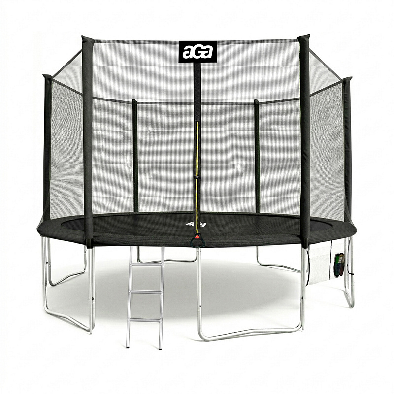 Aga SPORT PRO Trambulină 430 cm Neagră + plasă de protecție + scară + buzunar pentru încălțăminte