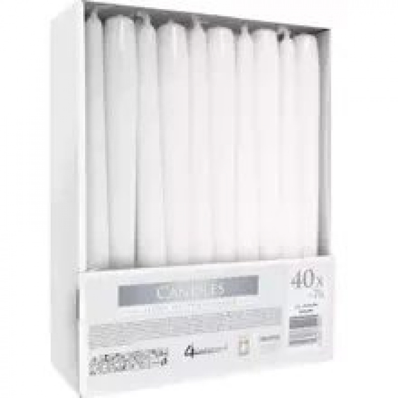 Set de lumânări conice 40 buc - Albă