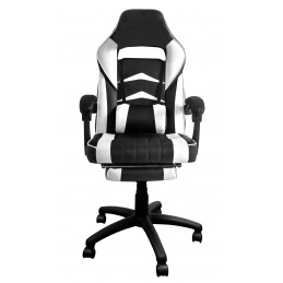 Scaun de birou Aga Negru - Alb cu suport pentru picioare