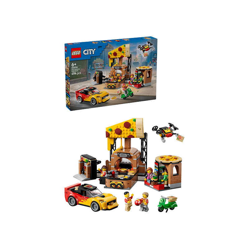 LEGO® City 60496 Experiența livrării de pizza cu vehicule