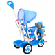 tricicletă pentru copii Elephant Blue + sunete + copertină + barieră + suport pentru picioare + mâner + schiuri + spațiu de depozitare