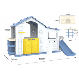 Casă Mare cu Pridvor, Tobogan și Chiuvetă Acoperiș Albastru