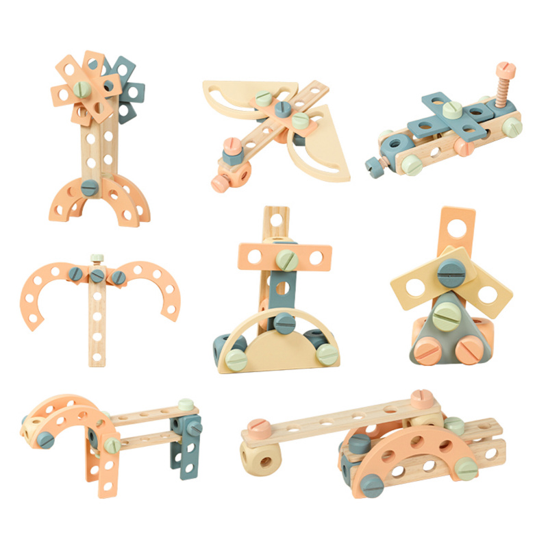 Aga4Kids Set de construcție din lemn 66 piese