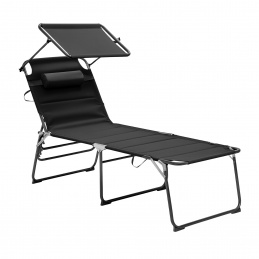 Aga Șezlong de grădină XXL cu baldachin Negru