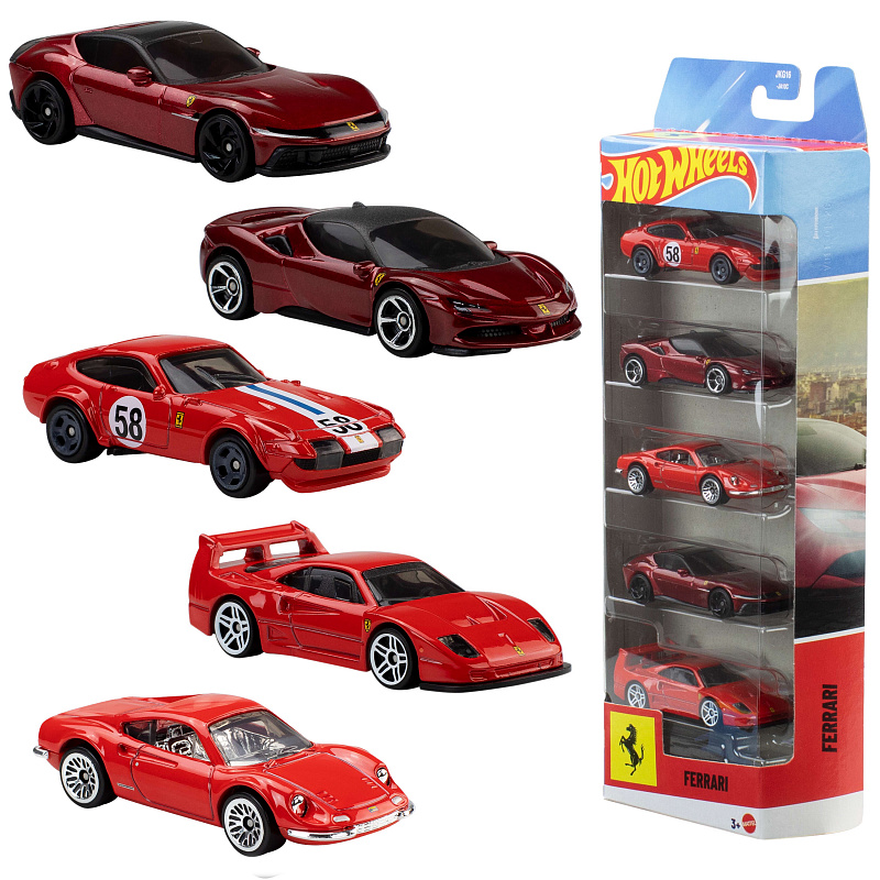 Hot Wheels 5 bucăți mașinuțe Ferrari JLN12