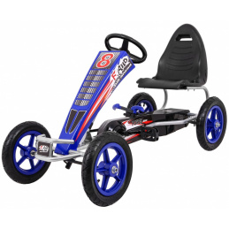Kart cu pedale Full Ahead AIR pentru copii 3+ Albastru + Reglare scaun + Roți gonflabile + Frână de mână