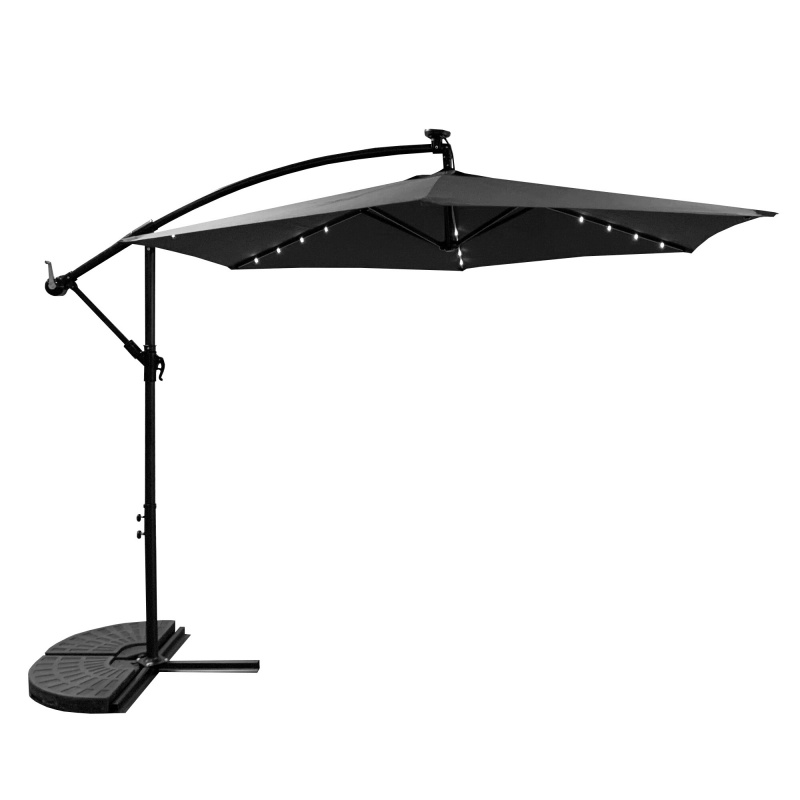 Umbrelă de grădină Aga 300 cm Gri cu iluminare LED