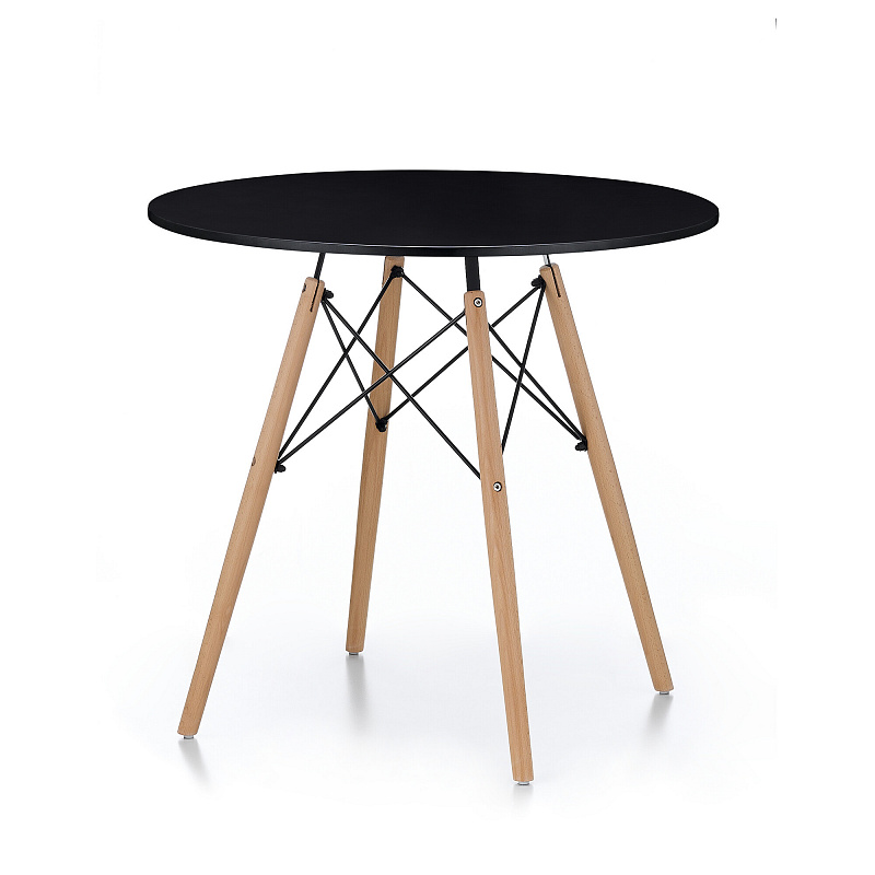 Masă de dining Aga 80 cm Negru 6DAZ390 - CALITATEA a II-a