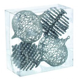 Set de patru ornamente de Crăciun din argint pentru brad